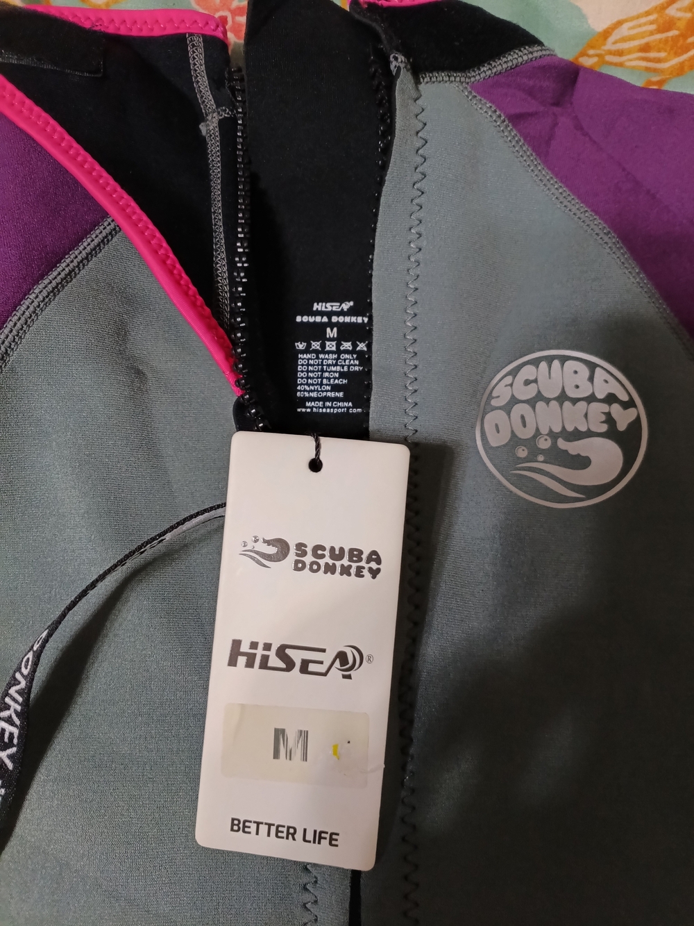 Scuba Donkey Women's Shorty Wetsuit - Gray, Purple & Hot Pink - Picture 3 of 6